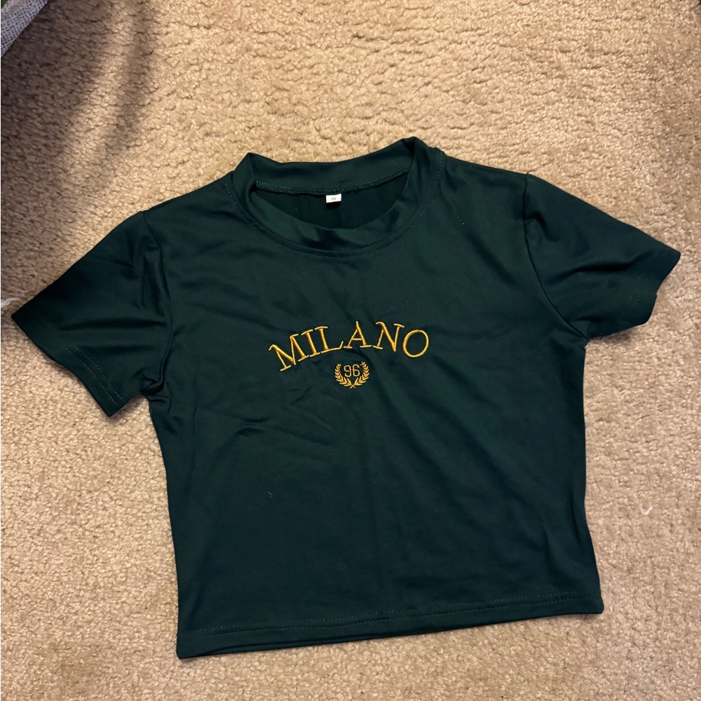 Green Milano embroidered Tee